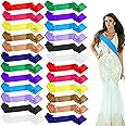 Xtinmee 24 Pcs blank Satin Sash plain Assorted Sash For Pageants Long from Shoulder to Hip Custom Blank Pageant shoulder strapes for Wedding Party and DIY, Design Your strap