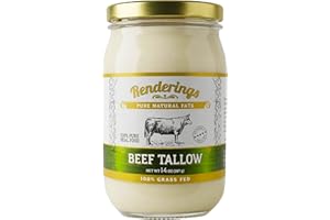PROPER FOODS FOR LIFE Renderings Gold Label Beef Tallow – 100% Grass-Fed, Gourmet Cooking & Baking Essential, Silky Smooth Traditional Skincare Ingredient, No Odor, Perfect for Searing & Frying (Pack of 1)