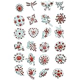 Ezing Lot 24pc Shining Rhinestone Crystal Brooches Pins DIY Wedding Bouquet Kit (H)