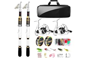 LUYIANXI White Fishing Pole Combo, 2PCS 5.9FT 6.89FT Telescopic Fishing Rod and Reel Combo Spinning Reels Lures Set Fishing Line Carrier Bag for Travel Saltwater Freshwater Fishing Collapsible Fishing Kits