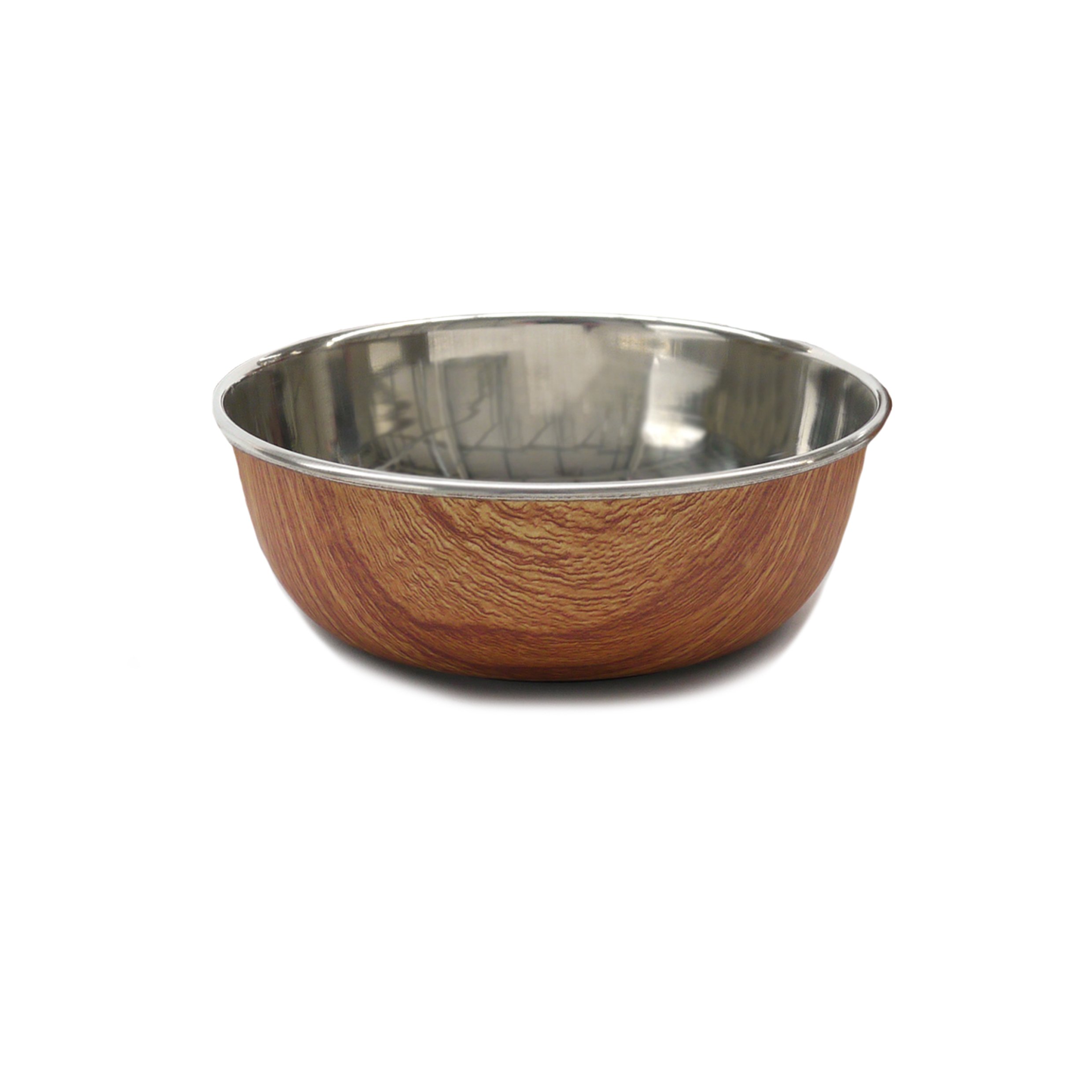 Rosewood Wood Effect Stainless Steel Pet Bowl for Cats & Dogs
