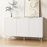 Sscaktu 47.2" Large Sideboard Buffet Cabinet with Storage, Storage Cabinet with 3 Fluted Doors, Modern Accent Cabinet with Ad