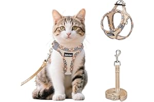 Zelvian Cat Harness and Leash Set for Walking, Escape Proof Adjustable Soft Mesh Kitten Harness with Reflective Strips, Breathable No-Choke Pet Vest for Medium Cats or Small Dogs(Beige,M)