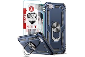 LeYi for iPod Touch 6th Generation Case, iPod Touch 7th Generation Case with [2Pack] Tempered Glass Screen Protector, Military Grade Phone Case with Ring Kickstand for Apple iPod Touch 7/6/5?Blue
