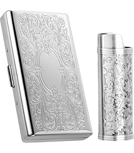 Amazon.com: Set of 2 Metal-Plated 120s Compact Cigarette Case & Personal  Mirror (Rose Gold Loops) : Health & Household