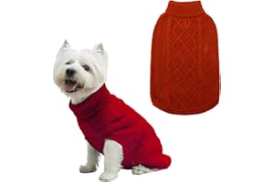 Mihachi Turtleneck Dog Sweater - Winter Coat Apparel Classic Cable Knit Clothes with Leash Hole for Cold Weather, Ideal Gift for Pet in New Year