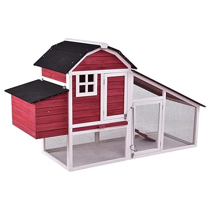 Tangkula Large Chicken Coop Wooden Outdoor Garden Backyard Bunny Rabbit Small Animal Hen Cage Rabbit Hutch With Run Nest
