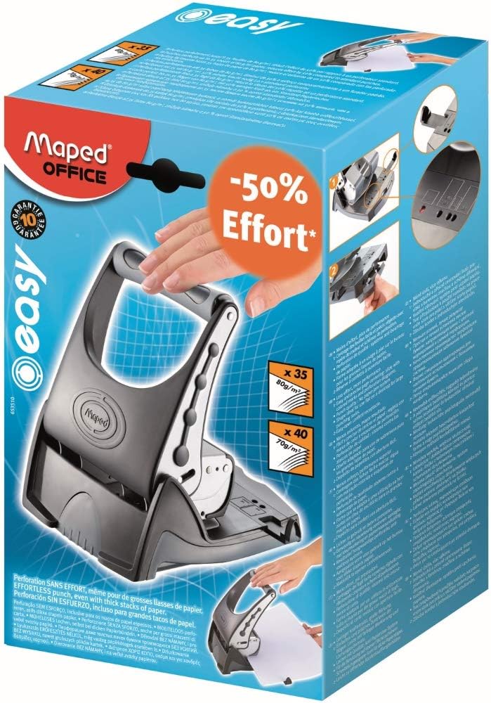 Maped Easy 35/40 Sheets Hole Punch, Metallic