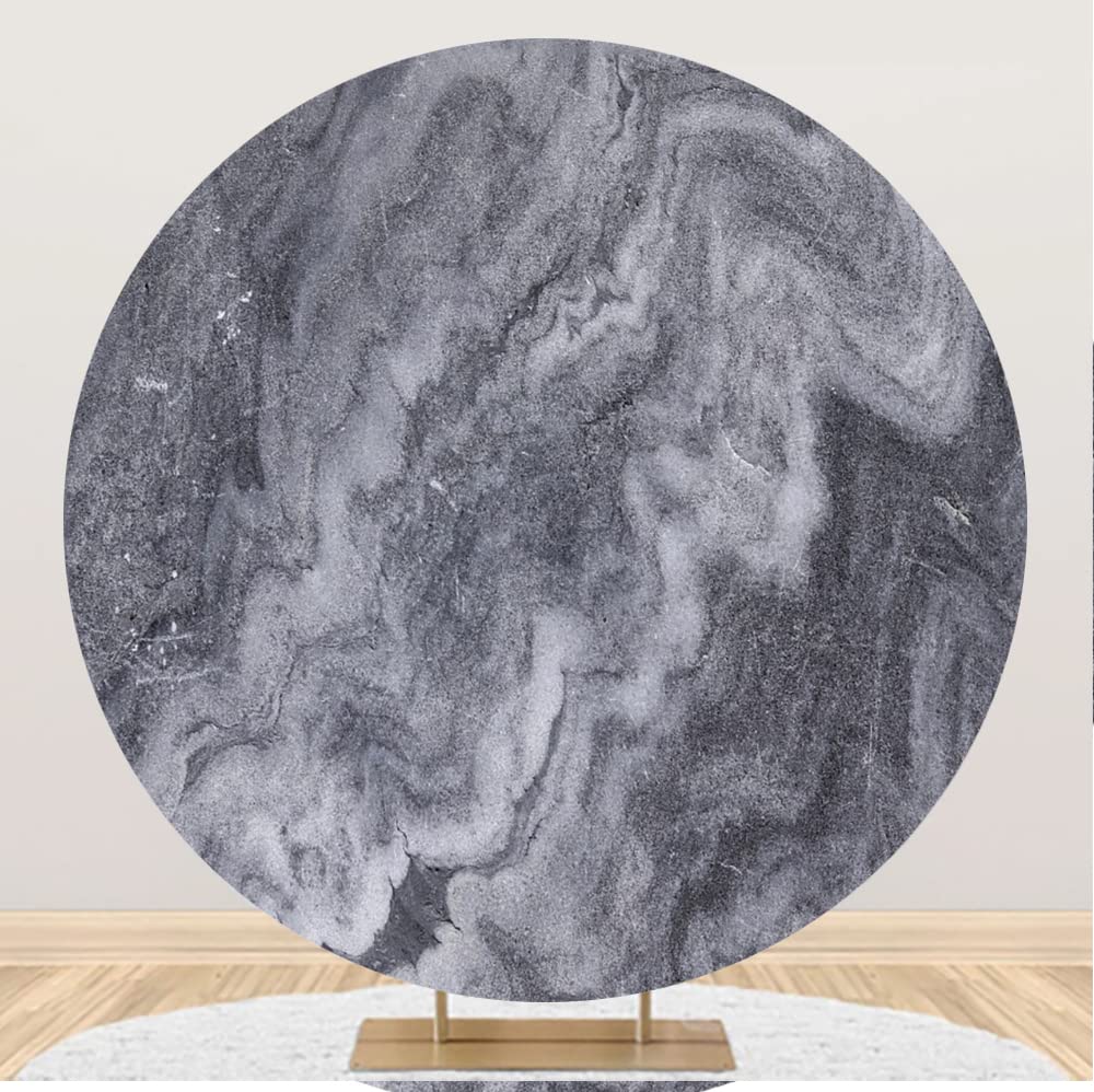 Aoihrraan 6x6ft Abstract Art Marble Round Backdrop Grey Frosted Abrasion Textured Photo Photography Background for Luxury Birthday Bridal Shower Wedding Party Smash Cake Baby Shower Girls Props Booth