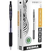 Zebra Pen SARASA Clip Recycled Retractable Gel Pen, Bold Point, 1.0mm, Black Ink, 75% Recycled, Ideal for Office and School, Journal, Note Taking and Planner Use, 12-Pack (48810)