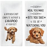 Tzhim Cavapoo Dog Kitchen Towels Set of 2, Cavapoo Gifts Hand Towels, Gifts for Cavapoo Lovers Dish Towels Dishcloths Tea Towels for Kitchen, Dog Lover Gifts, Dog Kitchen Bathroom Decor, 16x24 Inch