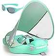 Mambobaby Float with Canopy and Tail New Upgraded Non-Inflatable Baby Pool Float Mambo Float Swim Trainer Solid Infant Swim Float Adjustable Pearl Foam Baby Swim Ring