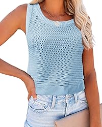 FISACE Womens Summer Crochet Knit Sweater Tank Tops