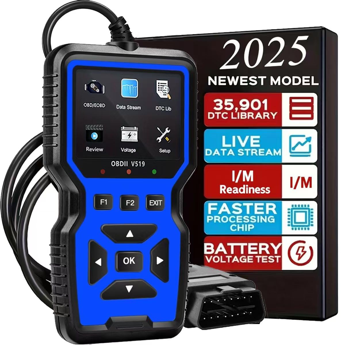 Photo 1 of OBD2 Scanner Diagnostic Tool - Check Engine Light Code Reader, Reset Function, Data Stream, I/M Readiness, Full Features, Modes 6 & 8, for All 1996+ Vehicles, Automotriz Scanner
