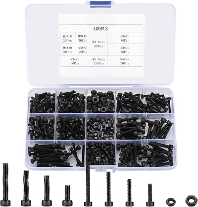 HAOCHEN 400 Pcs Hex Socket Head Bolts Nuts Set M3 M4 Stainless Steel