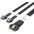 10Gtek SFF-8654 8i to 2xSFF-8654 4i 24G Internal SlimSAS Cable, PCIe 4.0, 85-ohm, 0.5-m(1.65ft)