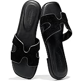 Project Cloud 100% Genuine Leather Sandals for Women 2026 - Fashion Flat Womens Sandals with Memory Foam Insole Slides Sandals Women Footwear - Mules Women's Sandals (Jannel)