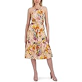 Laundry by Shelli Segal Women's Casual Sleeveless Halter Neck Elegant Midi Dress