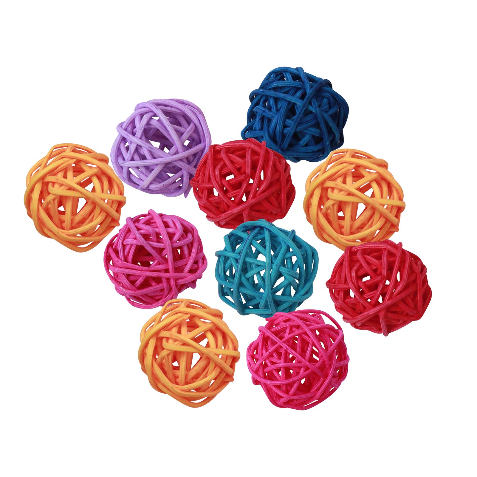 10Pcs Willow Durable Hanging Colorful Portative Rattan Ball for Chewing Bird Small Animals 2.5cm Assorted Color
