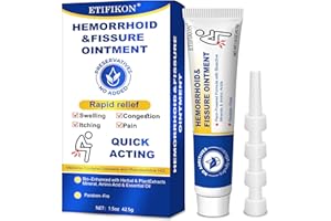 ETIFIKON Hemorrhoid & Fissure Ointment – Hemorrhoid Treatment 4% Lidocaine and Phenylephrine HCI, Rapid Relief for Internal & External Hemorrhoids – Soothes Pain, Reduces Swelling, Calms Itching Fast (42g)-A