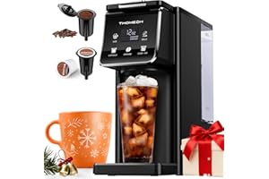TWOMEOW Coffee Maker Hot & Iced With Bold Setting,Single Serve Coffee Maker For K Cup And Grounds,52 Oz Removable Water Tank,6-14 Oz Brew Sizes,One Cup Kcup Coffee Machine With Reusable Filter,(Black)