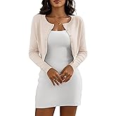 Casuashion Women's Cropped Cardigan Sweaters Crew Neck Button Down Open Front Knit Bolero Shrugs