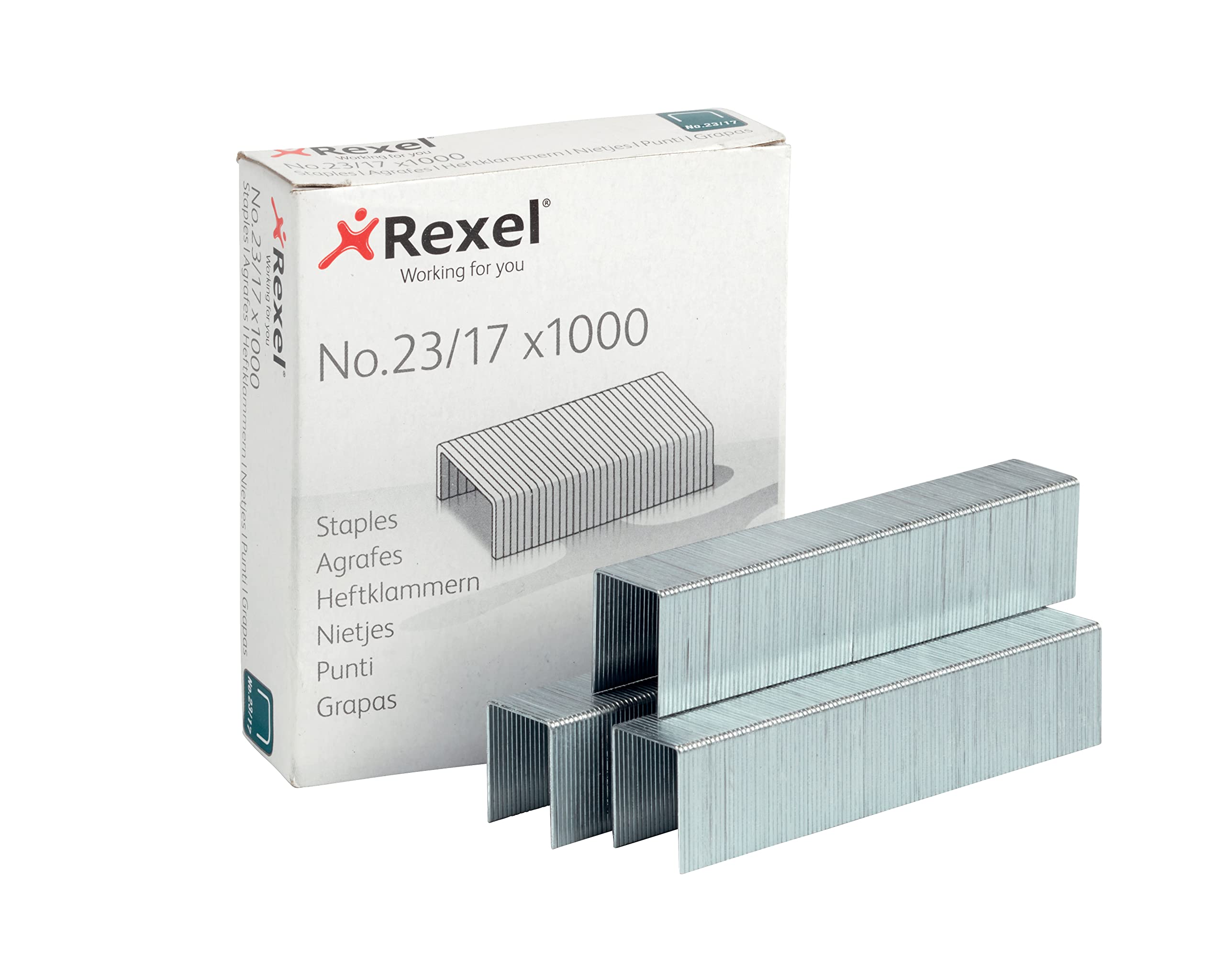 Rexel No.23/17 mm Heavy Duty Staples, For Stapling up to 130 Sheets, Use with Heavy Duty Staplers, Box of 1000, 2101052