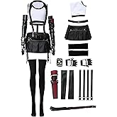 Womens Tifa Lockhart Cosplay Adults FF7 Tifa Costume Black Uniform Full Set Halloween Outfits