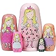 HYCLES Nesting Dolls Russian Matryoshka Wood Stacking Nested Set for Kids Handmade Toys for Children Kids Christmas Birthday Decoration Halloween Wishing Gift