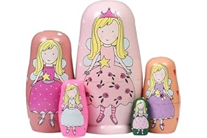 HYCLES Nesting Dolls Russian Matryoshka Wood Stacking Nested Set for Kids Handmade Toys for Children Kids Christmas Birthday Decoration Halloween Wishing Gift
