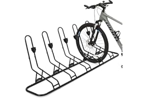 KINGARAGE Floor Bike Rack for 5 Bikes, Safeguard Disc Brakes & Derailleurs Design, Waterproof Bicycle Stand Indoor/Outdoor/Garage Use, Fits 12"-29" Tires, Upgraded 0.63" Steel Tubes for Stability