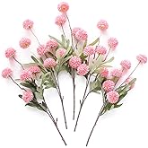 Floroom 5pcs Pink Faux Silk Mums Artificial Flowers, Bulk Fake Small Mini Chrysanthemums with Stems for DIY Blush Wedding Centerpieces Floral Arrangements Vase Fillers Home Decorations