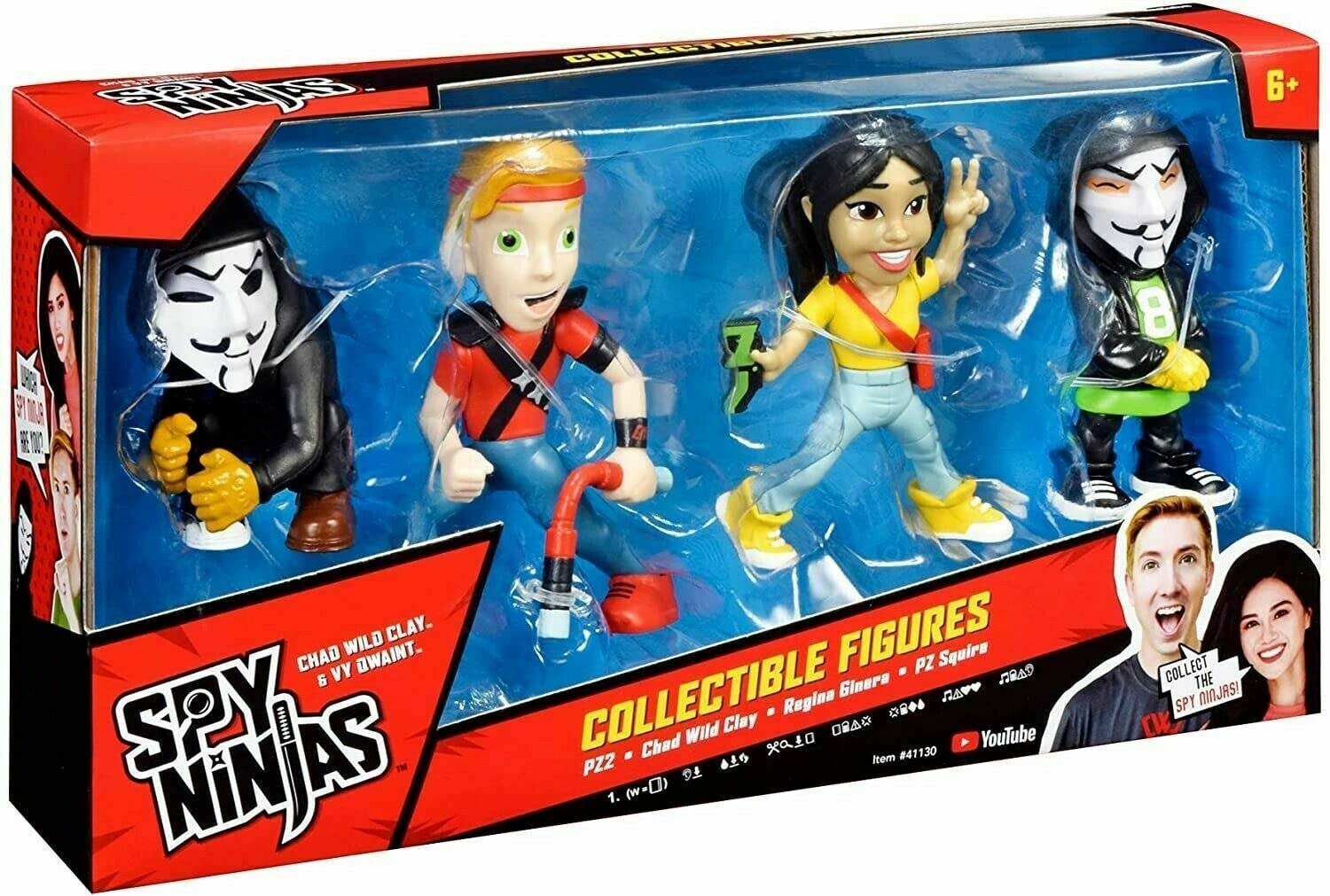 SPY NINJAS 4-FIGURE PACK for ages 6+(PZ2/CHAD/REGINA/PZ SQUIRE) (41130CO), Medium