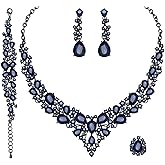 CSY 4 Pcs/Set Austrian Crystal Necklace Earrings Bracelet Ring Bridal Jewelry Sets for Brides Wedding Party Costume Accessories Gifts for Women