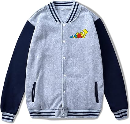 Amazon.com: Simpson Men Women Casual Fashion Baseball Uniform Jacket Sport Coat Sweatshirt Gray 