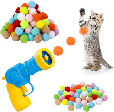 Zuimei Interactive Cat Ball Launcher with 100 Soft Plush Balls Indoor Toy