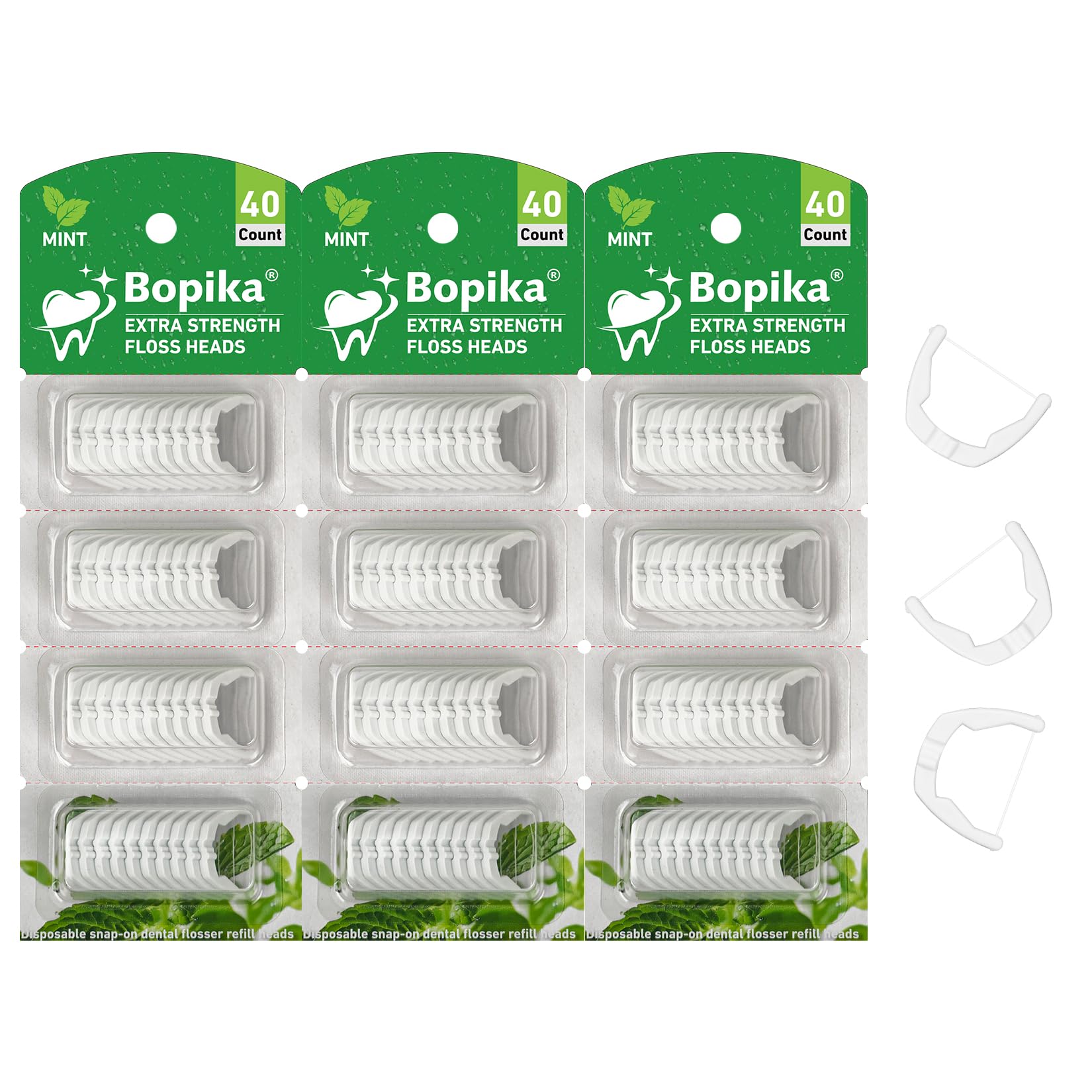 Photo 1 of bopika Ultraclean Access Flosser Refill Heads, for Hard to Reach Areas, Mint, Compatible with Listerine Ultraclean Access Flosser, 3 Pack, 120 Count