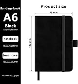Lefute A6 Notebooks Pocket Notebook Softcover PU Leather 200 Pages Black view 2