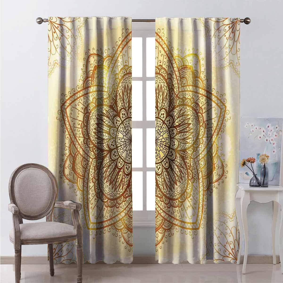 hengshu Rustic Curtains 63 Inches Long Overlapped Leaves Multicolor