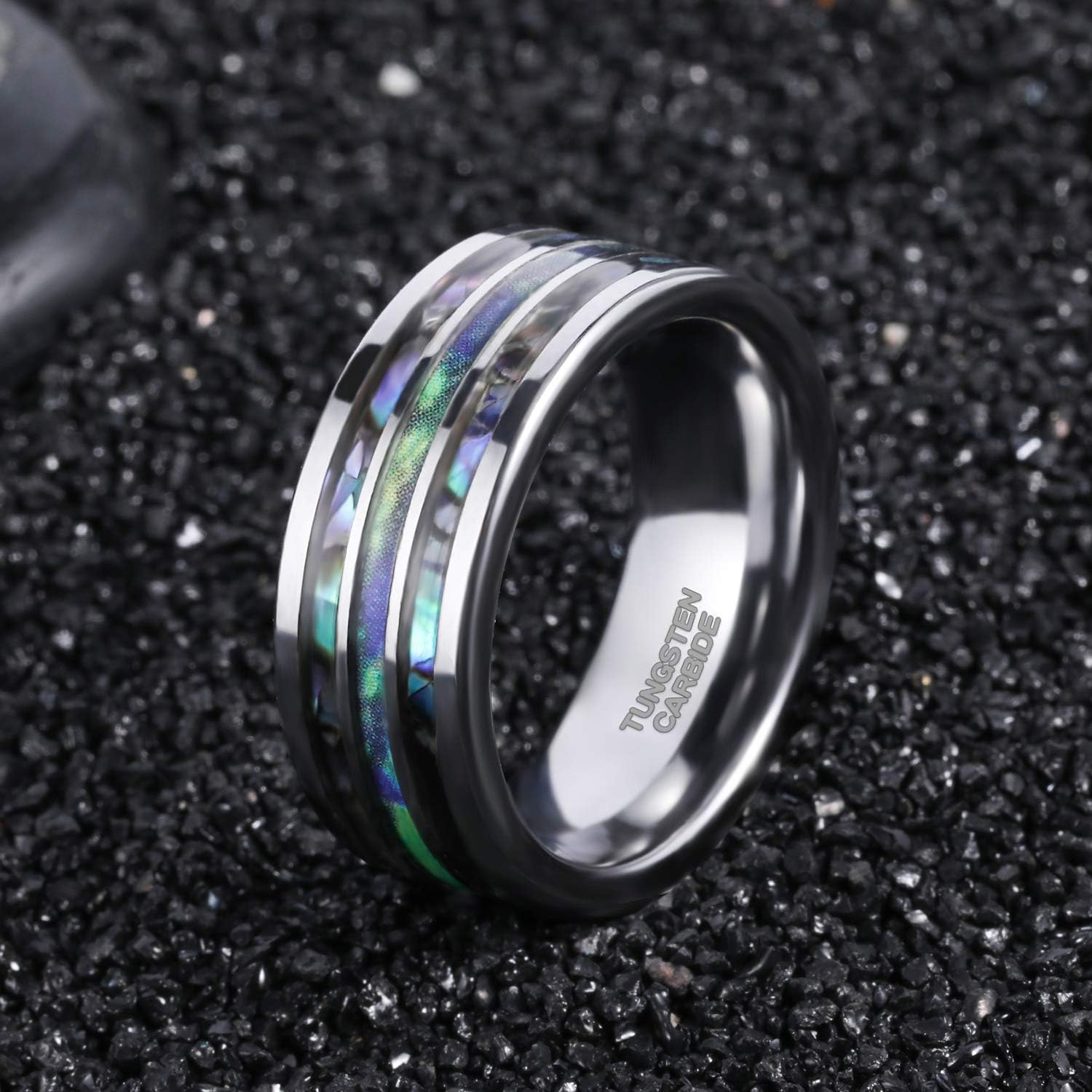 Frank S Burton 6mm 8mm Tungsten Abalone Shell Inlay Rings For Men Women Couples Opal Wedding Band Size 4 15 Wedding Rings Foretadrenaline Com