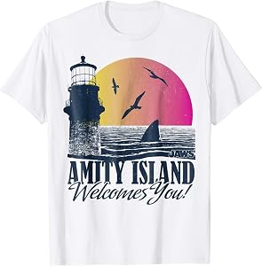 Jaws Amity Island Welcomes You Sunset T-Shirt