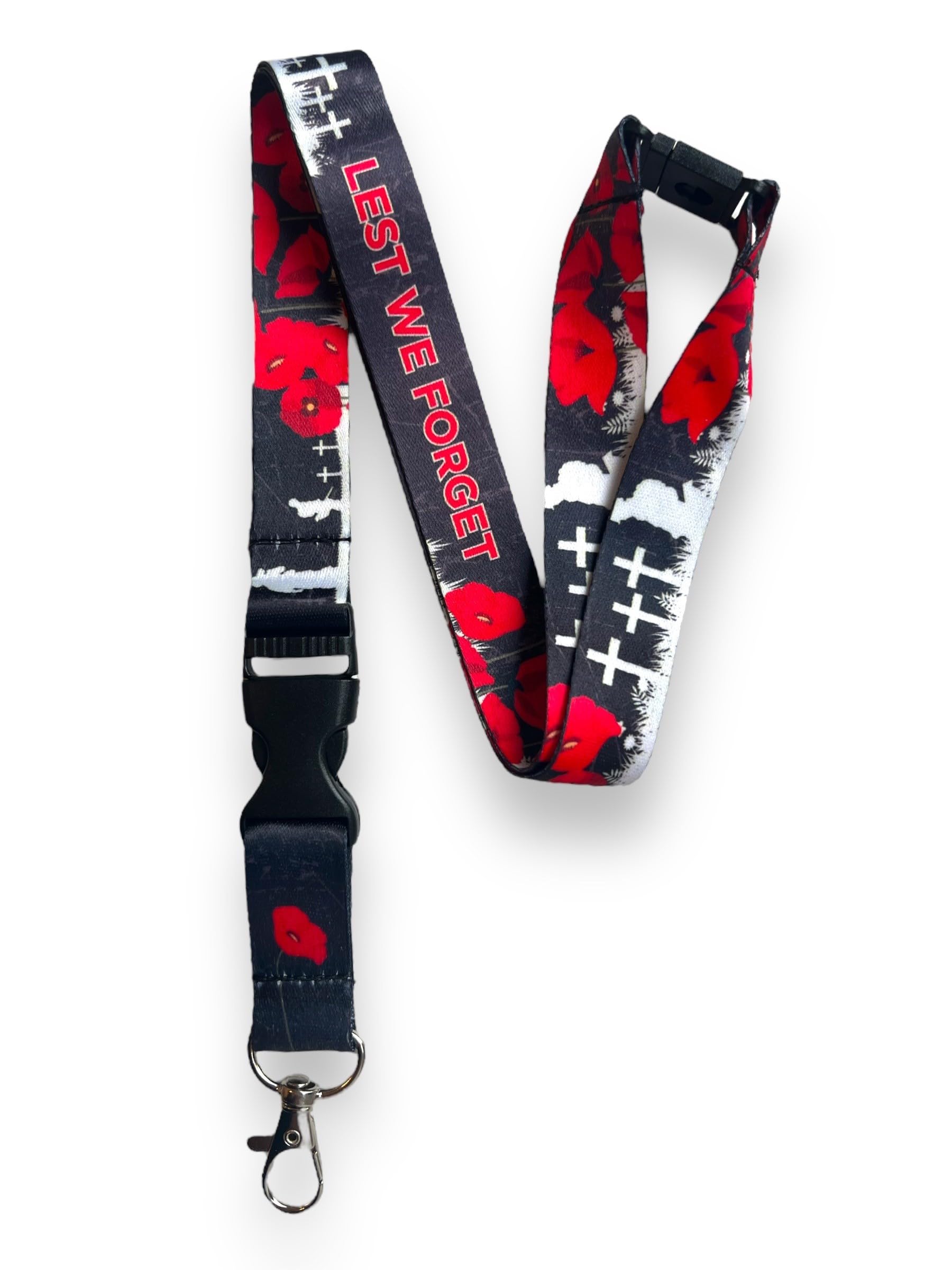 PAC Supplies Global Lest We Forget - Poppy Memorial Lanyard with Safety Breakaway