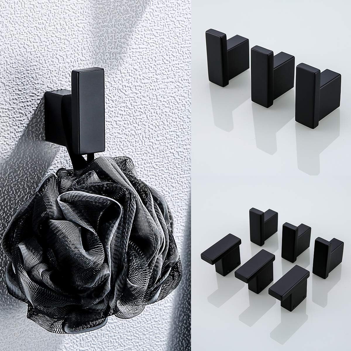 RANDOM Matte Black Towel Robe Hooks Bathroom Hardware Accessories Coat Hook 304 Stainless Steel Clothes Hook for Bath Kitchen Contemporary Hotel Style Wall Mounted 2 Pack. - - 