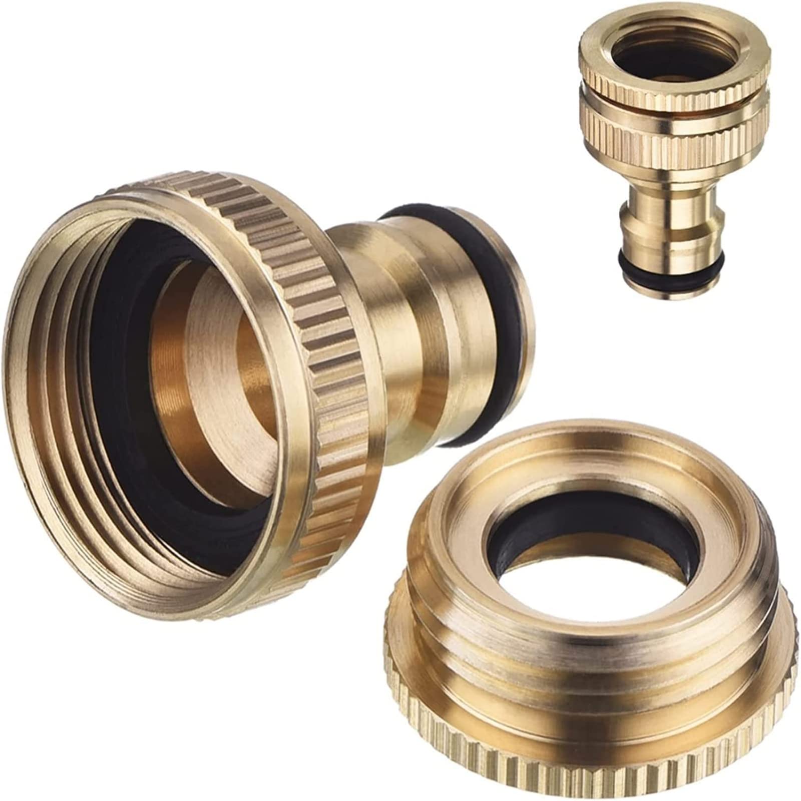 2 Pack Brass Garden Hose Tap Connector, brass garden hose connector set, connector for the start of the hose, basic equipment with fittings for hoses, tap connection set
