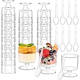 60 Packs Dessert Cups with Spoons 5 OZ Mini Clear Plastic Dessert Parfait Cup for Party Serving Cups Small Round Goblet Wine 