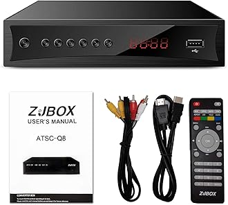 Digital TV Converter Box, ATSC Cabal Box - ZJBOX for Analog HDTV Live1080P with PVR Recording&Playback,HDMI Output,Timer Setting HDTV Set Top TV Box Digital Channel Free
