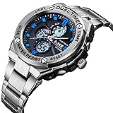 Sailine multifunzione uomo Soprt orologio doppio movimento 2 fuso orario con cin