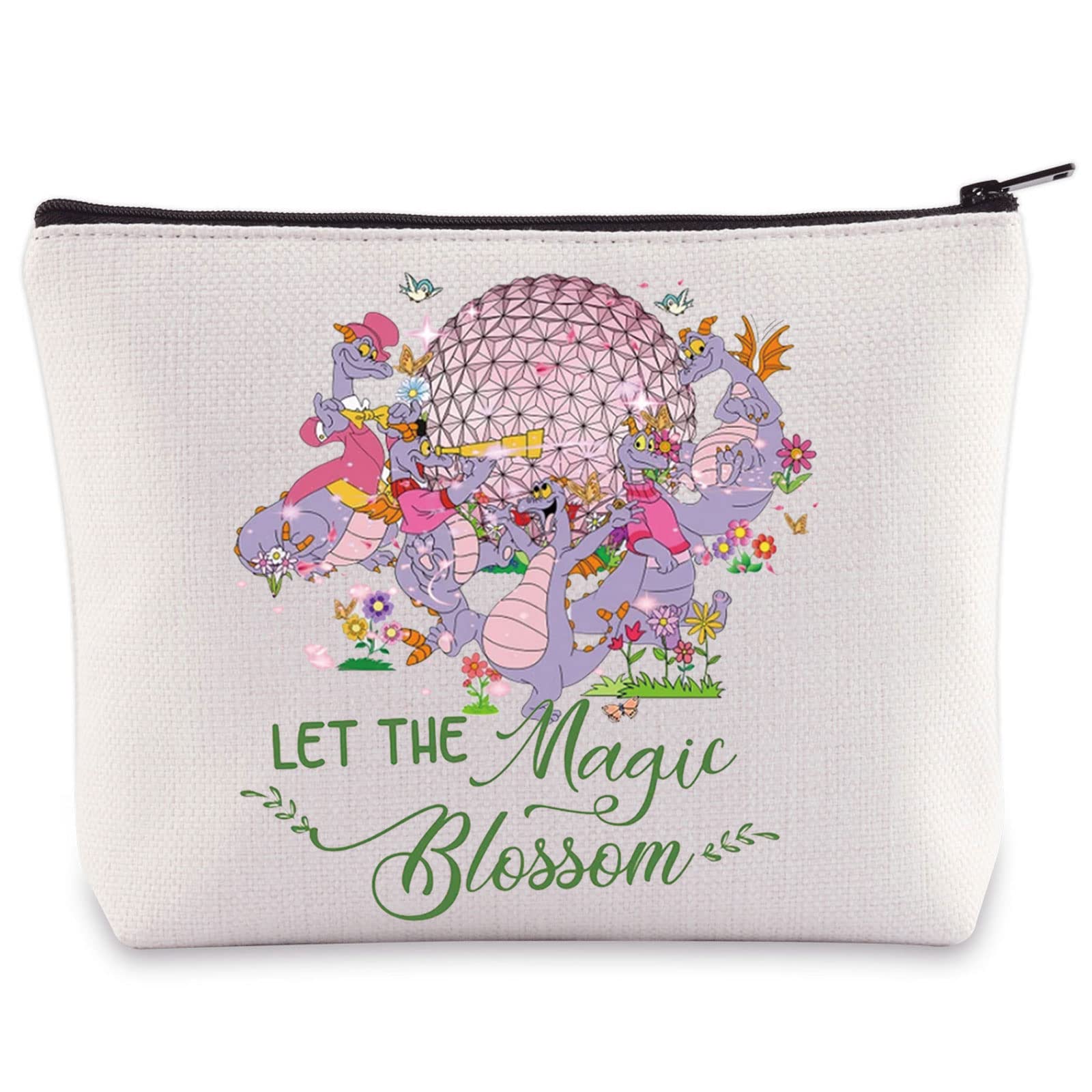 WZMPA Figment Dragon Cosmetic Bag Purple Dragon Lover Gift Let The Magic Blossom Figment Makeup Zipper Pouch Bag Figment Merchandise, Magic Blossom, Cosmetic Bag — image 1