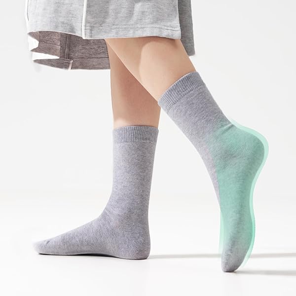 JAKIDAR CREW SOCKS CASUAL NEUTRAL COTTON SOCKS FOR TRENDY COZY ATHLETIC GIRLS SOCKS, 6 PAIRS SIZE 7-10 BROWN
