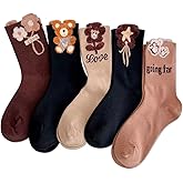 IIG 5 Pairs Womens Novelty Cute Crew Socks Colorful Funny Ankle Socks Gifts for Womens Socks